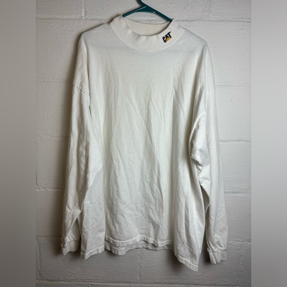 Vintage Cotton Deluxe CAT Plus Size White Turtleneck Layering Cotton Tee Size 2X - Picture 1 of 6
